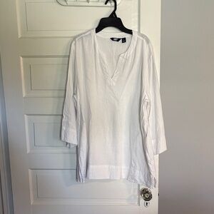 Lands' End White Casual Linen Blend White Shirt
